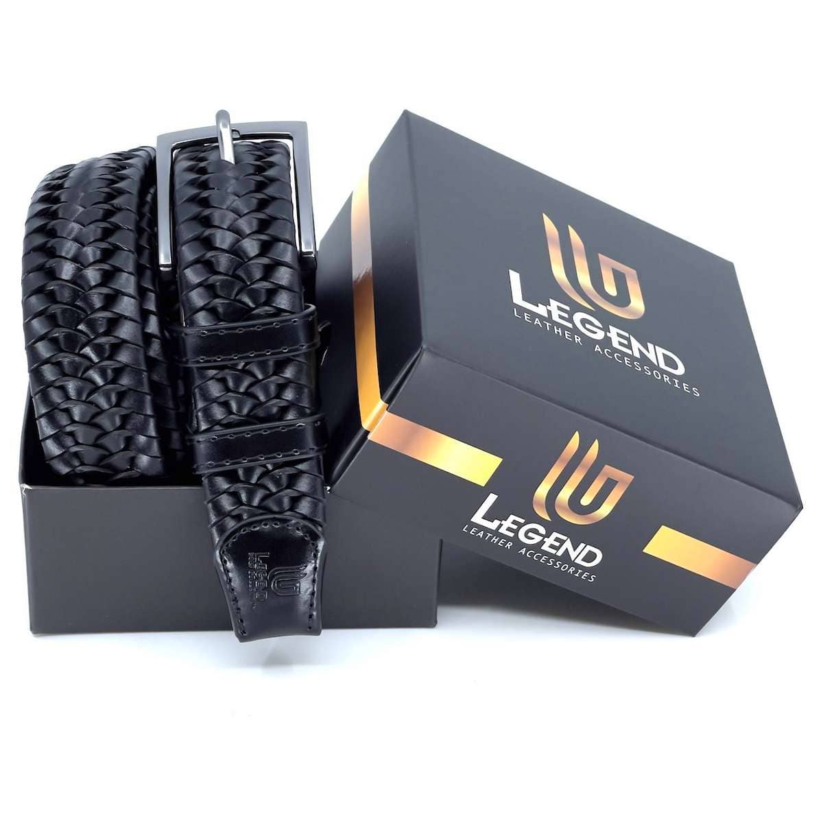 LEGEND ACCESSORIES ΑΝΔΡΙΚΗ ΔΕΡΜΑΤΙΝΗ ΕΛΑΣΤΙΚΗ ΜΑΥΡΗ ΖΩΝΗ LGD-35-21